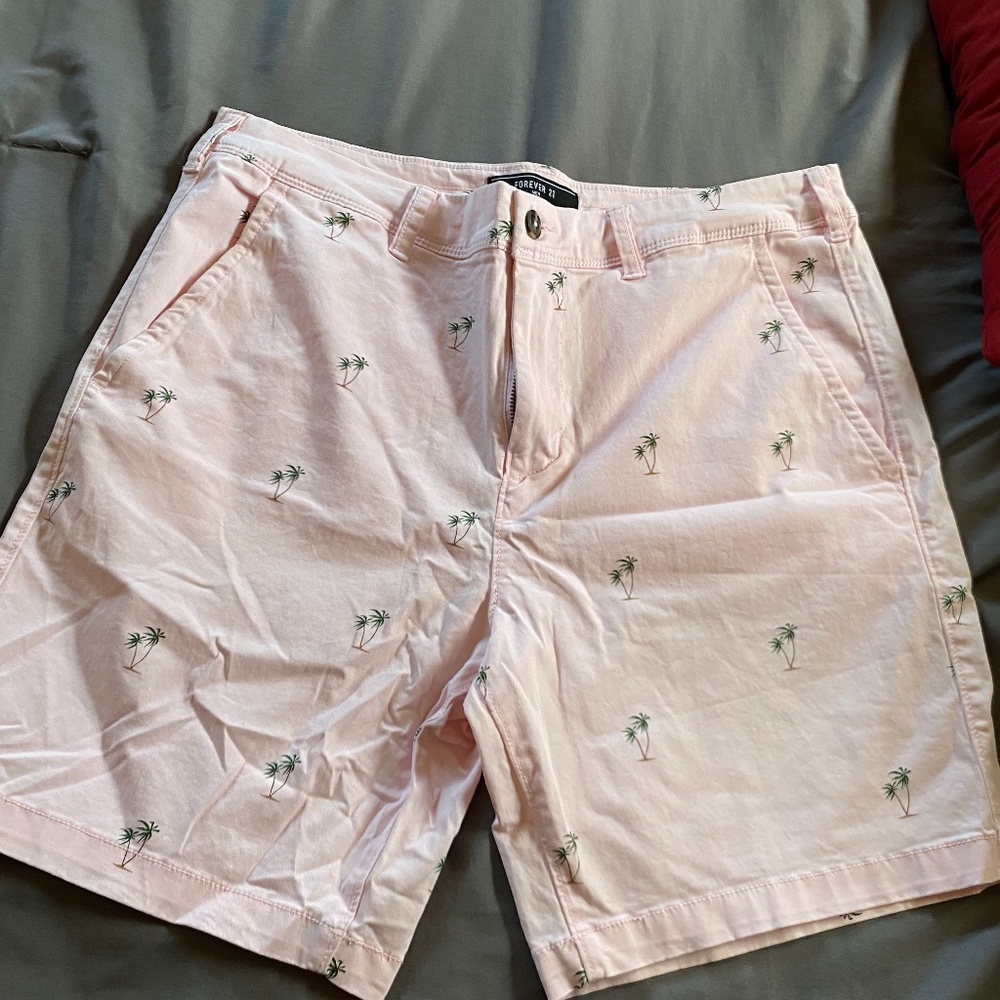 Men's Pink Palm Tree Shorts Size 33(Medium)